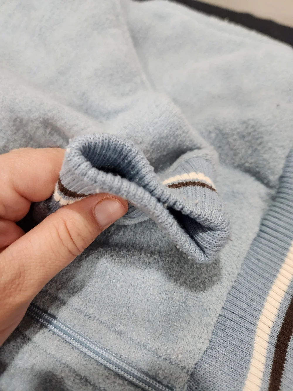 bill blass Light Blue Full-Zip Rib-Trim Sweater Jacket